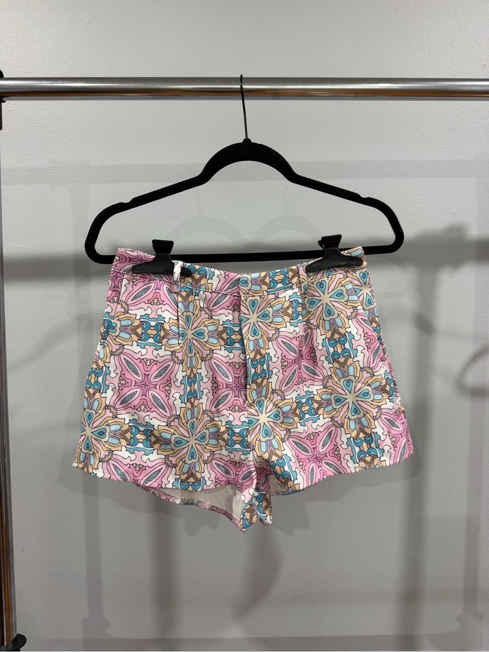 PrettyLittleThing Pink Floral Geometric High Waist Shorts